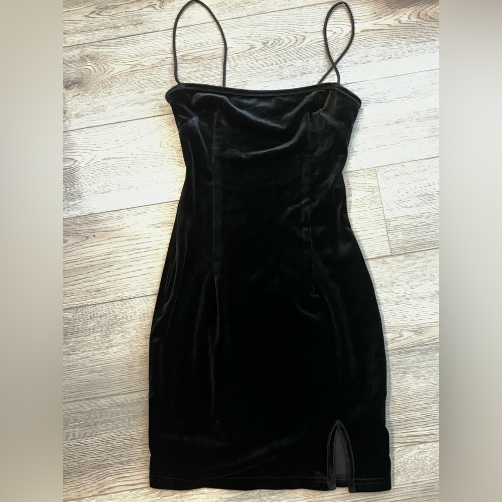 Princess Polly Black Velvet Mini Dress